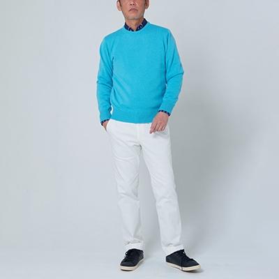 【中古品/USED】 ふるさと納税 泉大津市 日本製　カシミヤ100%　クルーネック　ターコイズブルー　Mサイズ 【ZY2535566226】(92400円)