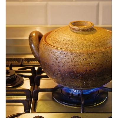 【良品】長谷園 みそ汁鍋 小（1〜2人用）伊賀焼 土鍋 ワラ鍋敷き付き 直火専用 ふるさと納税 伊賀市 長谷園 伊賀焼 煮込土鍋「みそ汁鍋」小(1〜2人用