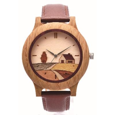 ふるさと納税 旭川市 木製腕時計 寄木タイプ 風景(UT-Y01‐N)ナラ_01356
