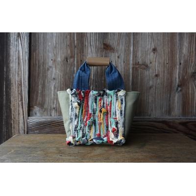 ふるさと納税 松江市 [想い出の布でお作りする世界に1つのomoide bag]裂き織り スクエア トートバッグ 想い出