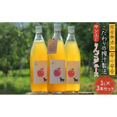 ふるさと納税 山ノ内町 完全無添加・安心安全・こだわりの搾汁製法・サンふじ りんごのジュース 3本セット