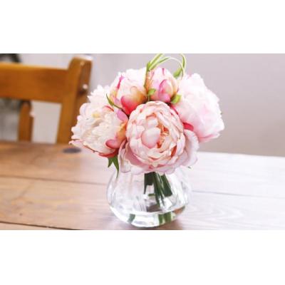 ふるさと納税 倉敷市 水換え不要!!ピオニー(芍薬)の花瓶に入った花束:Pink[1色]