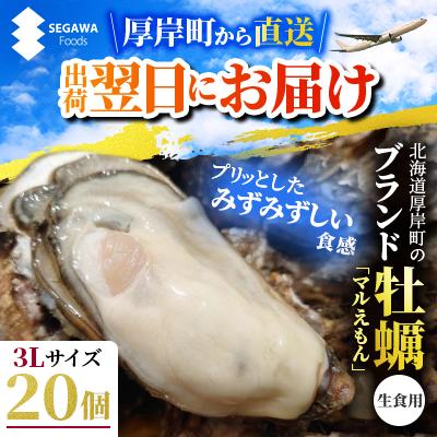 ふるさと納税 厚岸町 関東限定企画!北海道厚岸町直送!ブランド牡蠣「マルえもん」3Lサイズ20個(生食用)[さとふる限定]