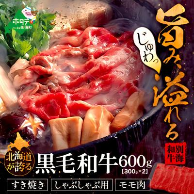 ふるさと納税 別海町 黒毛和牛 600g すき焼き・しゃぶしゃぶセット 肩モモ肉(300g×2) 北海道「別海和牛」冷凍