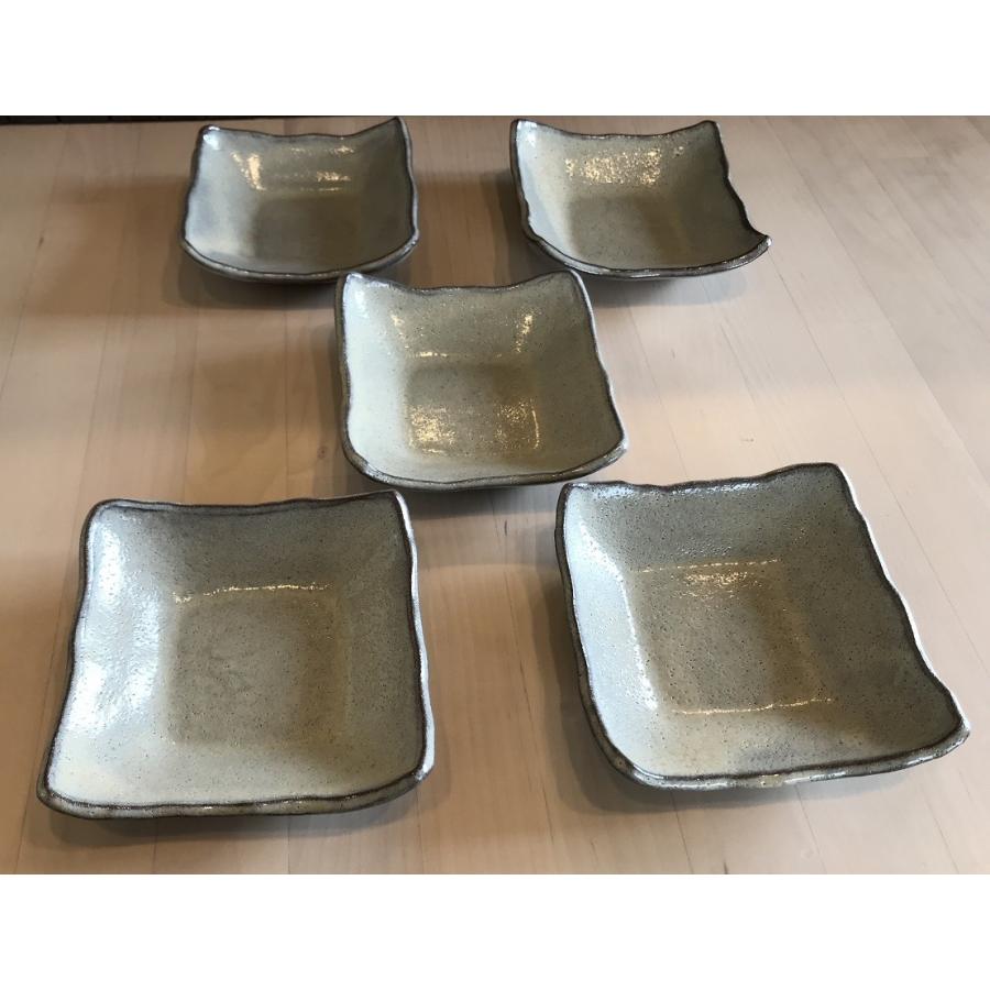 ふるさと納税 大網白里市 [陶器] 藁灰釉四角皿 5点セット