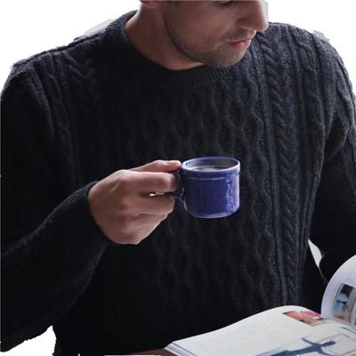 ふるさと納税 五泉市 「メンズニット」アラン柄セーター(チャコール)XL 五泉ニット