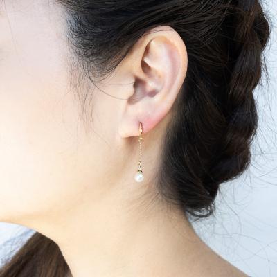 ふるさと納税 山梨県 K18YGアコヤ真珠ピアス　N19の画像