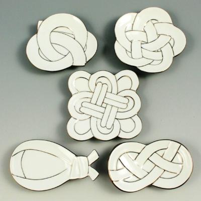 ふるさと納税 有田町 有田焼 睦峰 白磁プラチナ線(5柄) 小皿揃[三光堂]