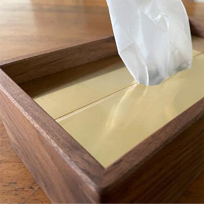 ［即日発送］ ふるさと納税 瑞浪市 金属加工職人と木工職人が作り上げるティッシュボックス【ウォルナット材×真鍮】 【6310731405】(23000円)