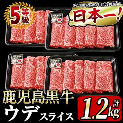 ふるさと納税 志布志市 鹿児島黒牛ウデスライスセット1.2kg