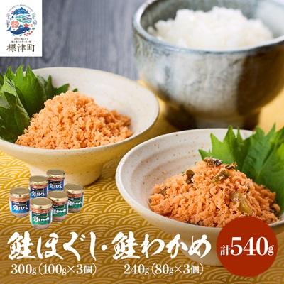 ふるさと納税 標津町 鮭ほぐし(100g×3個)・鮭わかめ(80g×3個)セット 鮭フレーク 瓶詰め 国産 北海道 サケ