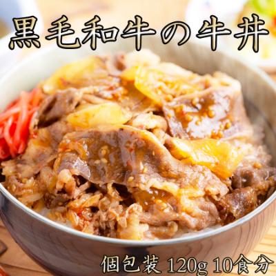 ふるさと納税 広陵町 レンジで簡単調理!国産 黒毛牛の牛丼 計1.2kg(120g×10パック)