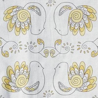 ふるさと納税 海南市 北欧フィンランドの「幸せを運ぶ鳥」小鳥柄のキッチンマット180cm　イエロー_1