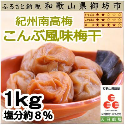 ふるさと納税 御坊市 紀州南高梅 こんぶ風味梅干 1.0kg