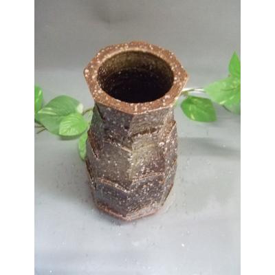 ふるさと納税 甲賀市 【信楽焼】荒土手づくり面取花入れ 花入 花器