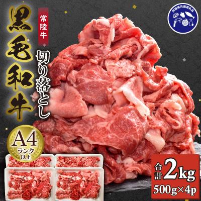 ふるさと納税 牛久市 【常陸牛】A4ランク以上!切り落とし2kg(500g×4パック)　茨城共通返礼品 | 