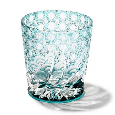 ふるさと納税 墨田区 江戸切子 ロックグラス「漣-sazanami-」エメラルドGR[山田硝子加工所]