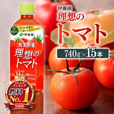 ふるさと納税 川南町 伊藤園 とまと100%ドリンク『充実野菜ー理想のトマトー』740g×15本(ペットボトル)