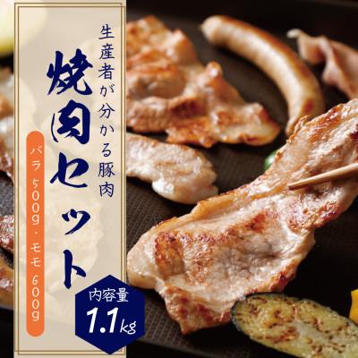 ふるさと納税 藤沢市 希少ブランド豚『みやじ豚 焼肉用 セット バラ・モモ(1.1kg)』(冷蔵・生肉)