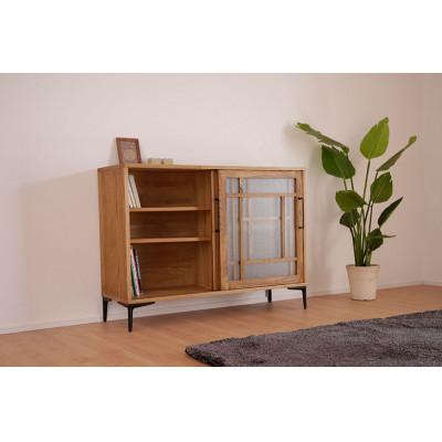 ふるさと納税 大川市 レトロなガラス扉がおしゃれな収納家具【amico 120キャビネット】職人MADE大川家具『境木工』の画像
