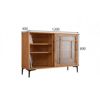 ふるさと納税 大川市 レトロなガラス扉がおしゃれな収納家具【amico 120キャビネット】職人MADE大川家具『境木工』の画像