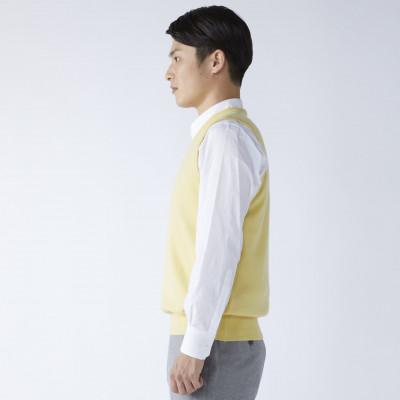 ふるさと納税 泉大津市 日本製　カシミヤ100%　Vベスト　イエロー　Sサイズの画像
