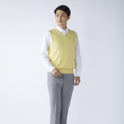ふるさと納税 泉大津市 日本製　カシミヤ100%　Vベスト　イエロー　Mサイズの画像