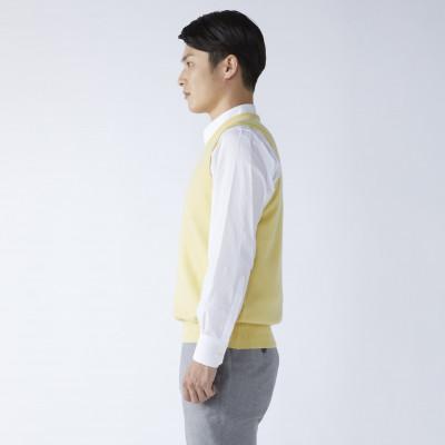 ふるさと納税 泉大津市 日本製　カシミヤ100%　Vベスト　イエロー　Mサイズの画像