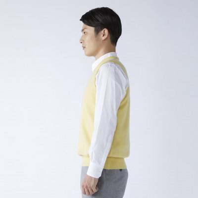 ふるさと納税 泉大津市 日本製　カシミヤ100%　Vベスト　イエロー　Lサイズの画像