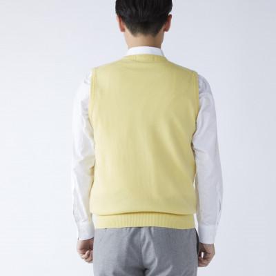 ふるさと納税 泉大津市 日本製　カシミヤ100%　Vベスト　イエロー　Lサイズの画像