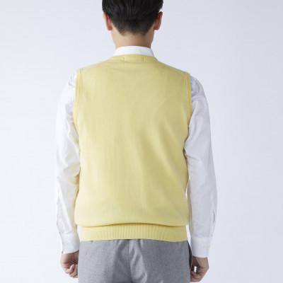 ふるさと納税 泉大津市 日本製　カシミヤ100%　Vベスト　イエロー　2Lサイズの画像