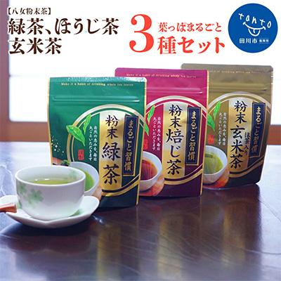 ふるさと納税 田川市 [八女粉末茶]緑茶、ほうじ茶、玄米茶3種セット