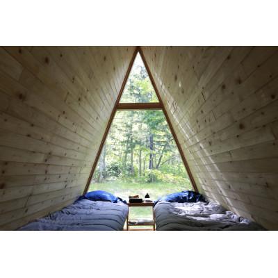 ふるさと納税 下川町 A-frame cabin iwor 1日1組限定の1棟貸しローカルツアー付 1泊宿泊ペアチケット