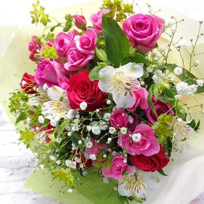 ふるさと納税 須賀川市 産地直送の薔薇[バラの花束 ラウンド]ギフト・贈り物に ばらの生花
