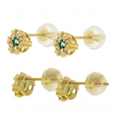 ふるさと納税 山梨県 K18イエローゴールド エメラルドダイヤピアス(0.12ct) 46-9751|y-sf|02