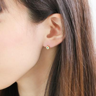 ふるさと納税 山梨県 K18イエローゴールド エメラルドダイヤピアス(0.12ct) 46-9751|y-sf|03