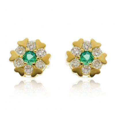 ふるさと納税 山梨県 K18イエローゴールド エメラルドダイヤピアス(0.12ct) 46-9751|y-sf|04
