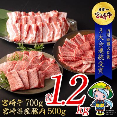 ふるさと納税 美郷町 宮崎牛と宮崎県産豚焼肉セット 合計1.2kg(美郷町)