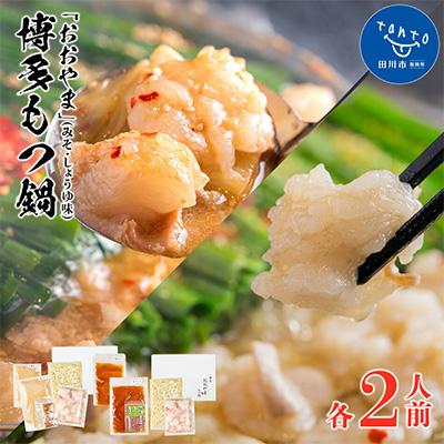 ふるさと納税 田川市 「おおやま」博多もつ鍋(みそ味・しょうゆ味/各2人前)(田川市)