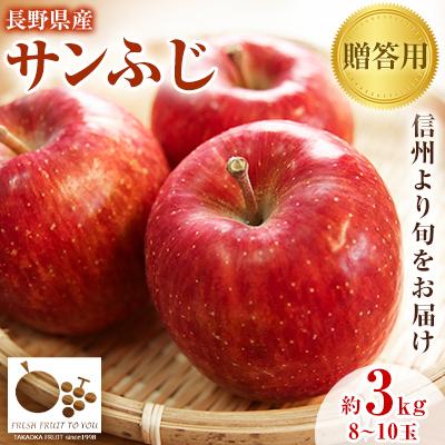 ふるさと納税 中野市 ~信州中野の旬をお届け~ サンふじ 贈答用 約3kg(8〜10玉)[高丘フルーツ]