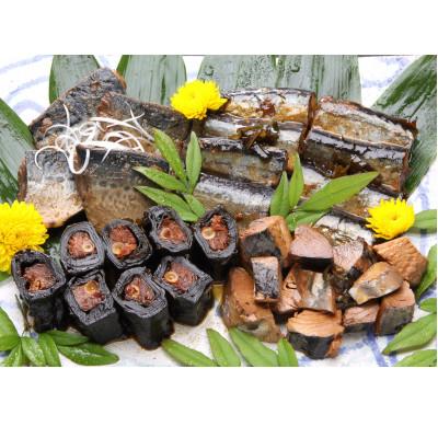 ふるさと納税 いわき市 お惣菜4種詰合せ(紅鮭昆布巻・さんま甘露煮・さば味噌煮・かつお昆布炊き)