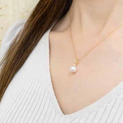 匿名配送 ふるさと納税 甲府市 【ジュエリー】【パール】K18YG厳選アコヤ真珠ダイヤモンドペンダント　01112446#13 【IQY3155877228】(115020円)