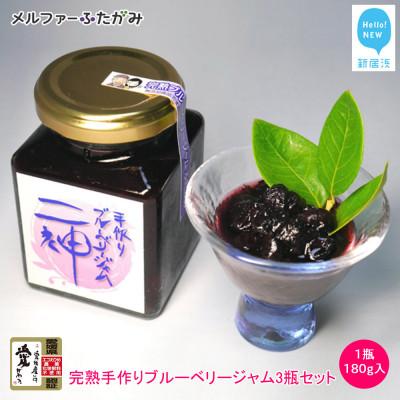 ふるさと納税 新居浜市 メルファーふたがみの完熟手作りブルーベリージャム(180g入)3瓶セット