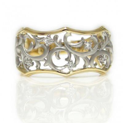 ふるさと納税 甲府市 高級プラチナダイヤリング(K18/PT900コンビデザイン)32816