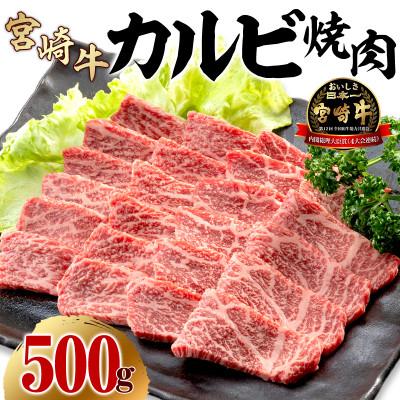 ふるさと納税 宮崎市 史上初内閣総理大臣賞4連覇* 宮崎牛 カルビ 焼肉・バーベキュー用 500g