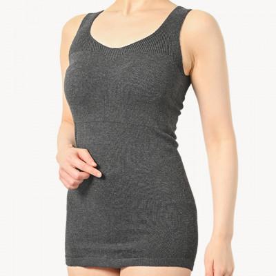 ふるさと納税 大和高田市 日本製 オーガニックコットン ゆったりキャミ (パット付) 無縫製 チャコール