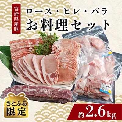 ふるさと納税 美郷町 [さとふる限定][普段使いに]宮崎県産豚 ロース・ヒレ・バラ お料理セット 約2.6kg(美郷町)