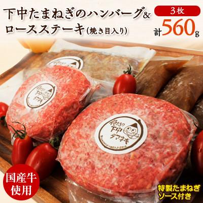 ふるさと納税 小田原市 下中たまねぎのハンバーグ&amp;国産牛ロースステーキ焼き目入り(特製たまねぎソース入)