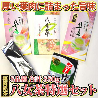 ふるさと納税 行橋市 福岡銘茶八女茶 特選セット5種合計550g 老舗製茶店の逸品(行橋市)