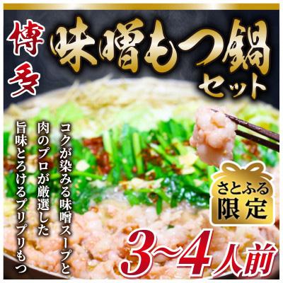 ふるさと納税 大刀洗町 [さとふる限定]博多味噌もつ鍋 3〜4人前セット(大刀洗町)